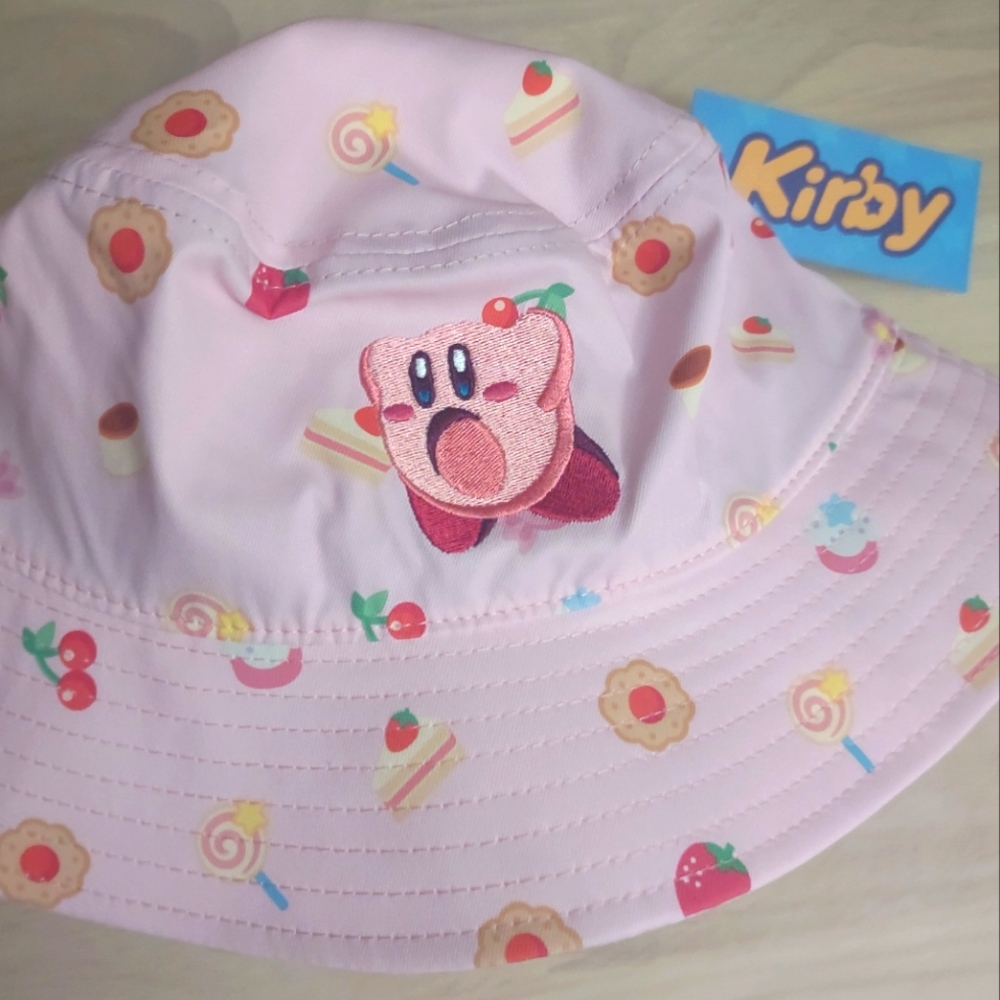 Kirby Nintendo Sweets Lollipop Shortcake Pink Bucket Hat Y2K Video Game Kawaii